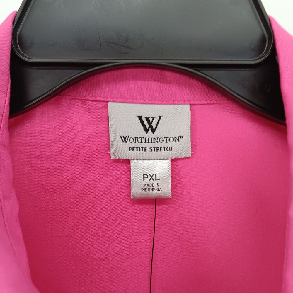 Worthington Shirt Womens Size PXL Pink Short Sleeve Collared Button Up Top NWT - Picture 5 of 8